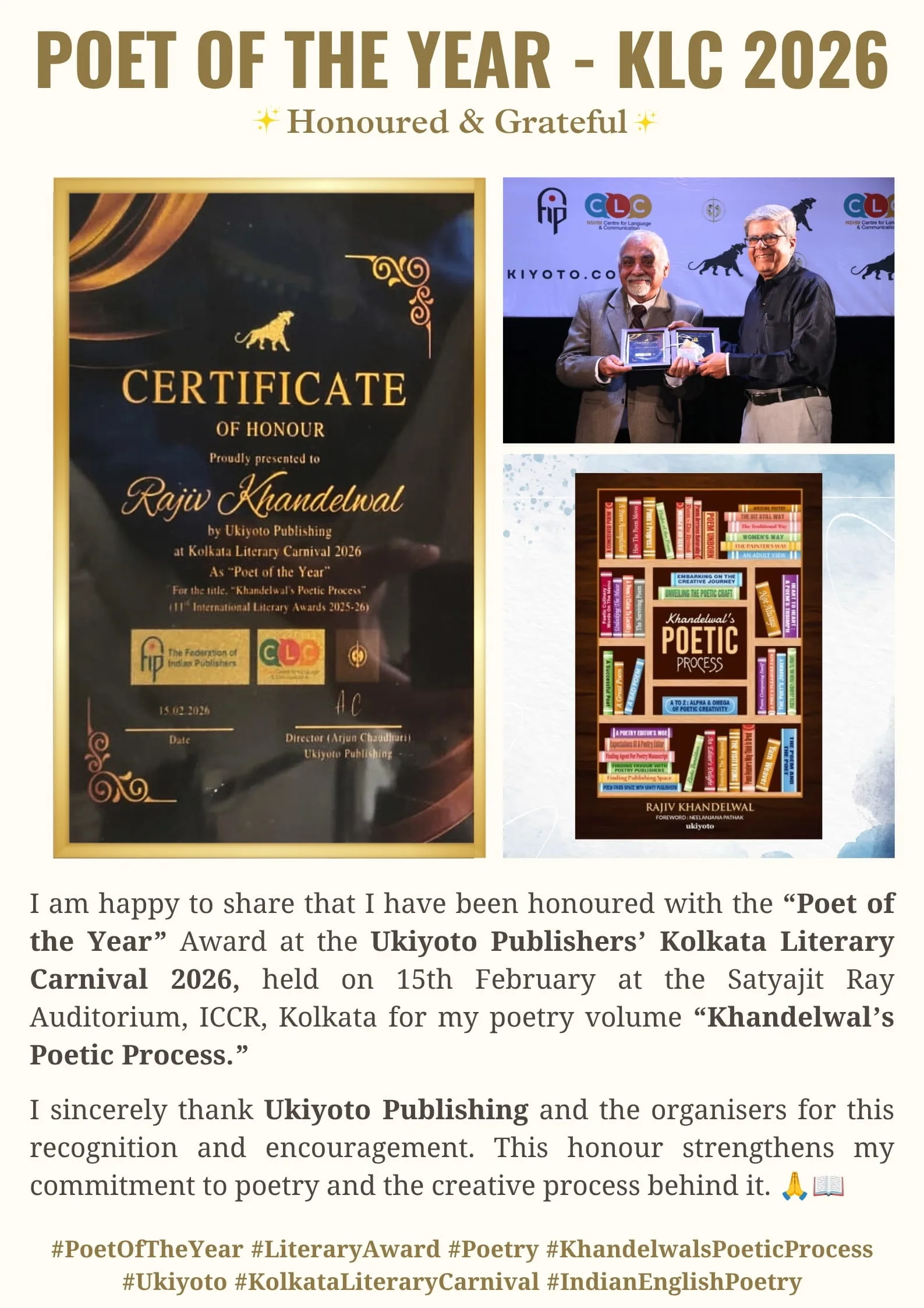 Poet of the Year Certificate